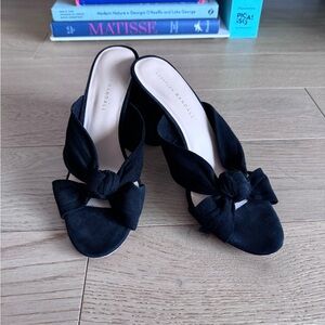 Loeffler Randall Coco Knotted Suede Block-Heel Slide Sandals